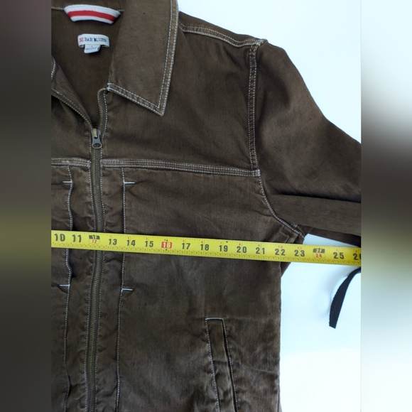 32 Bar Blues Men's Two Pocket Linen Blend Jacket Size Large Brown Zipper EUC - Picture 10 of 16